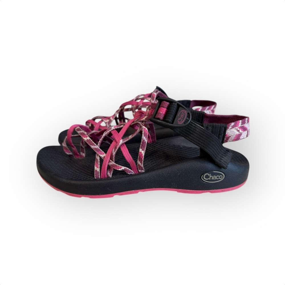 Chaco Women's ZX3 Burgundy/Pink/White Aztec Triple Strap Sandals Size 8 - Picture 4 of 7